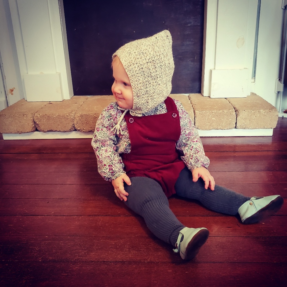 Hand crochet pixie bonnets